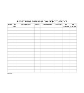 Registru evidenta dilutii citostatice